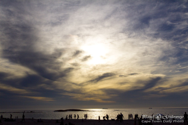 Camps Bay beach silhouettes