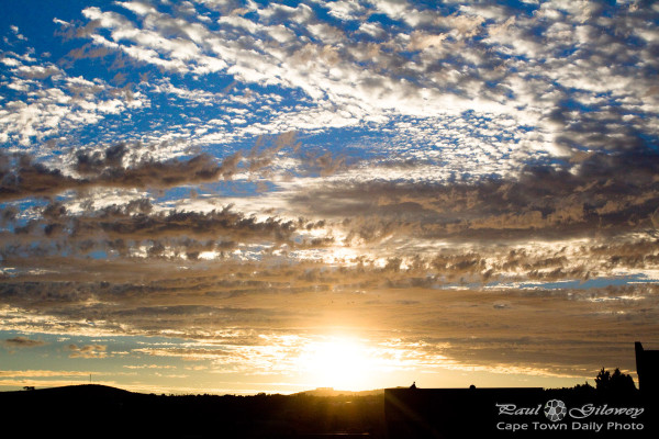 Cloudy sunset blue