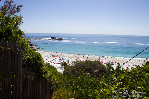 The beach below