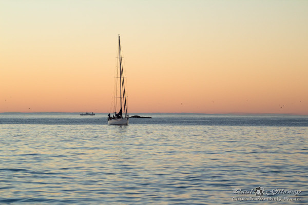 Sunset yacht off Clifton beach